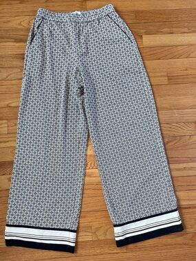 Abercrombie & Fitch Black, taupe and White Geometric satin pants